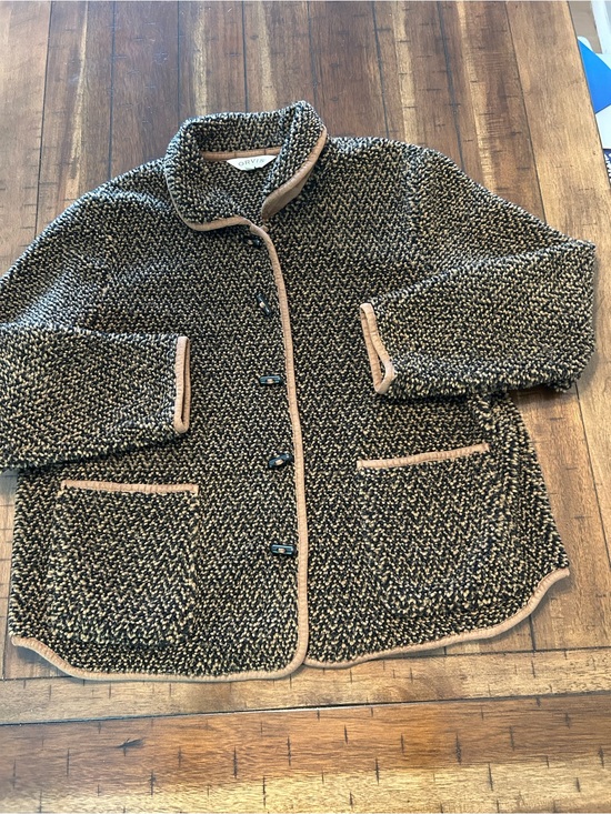 Orvis Jackets & Blazers - Orvis Tweed-Style Bouclé Jacket with Tan Trim XL